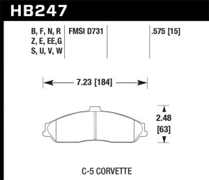 Pontiac GTO Brake Pad Set - Front - Hawk Performance - DTC-60 Racing - `05-`06 Pontiac GTO Brake Pad Set - Front - Hawk Performance - DTC-60 Racing - `05-`06